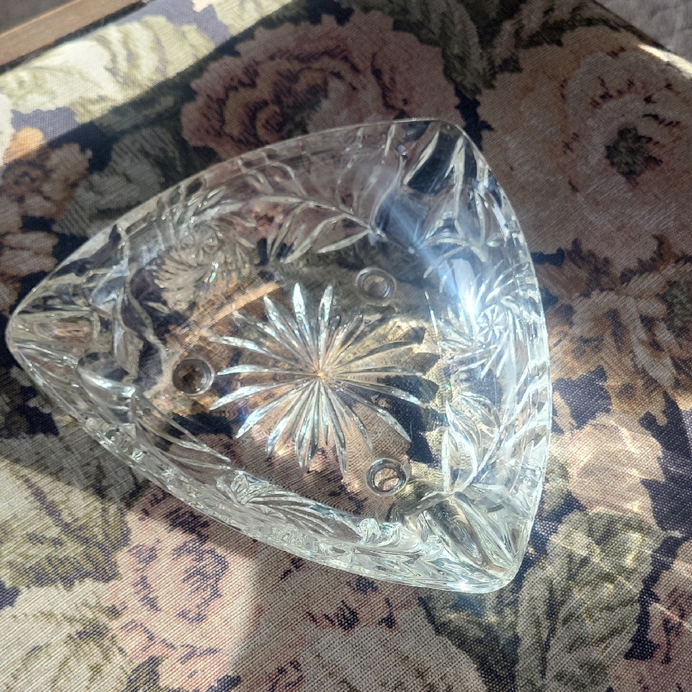 Clear Cut Glass Decorative Ash Tray Dish